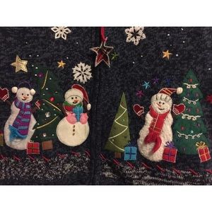 Christmas Tree Sweater Knit Snowman Vest M